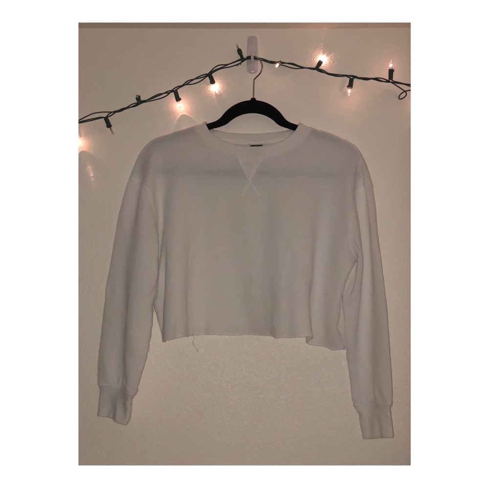 White waffle knit long sleeve